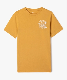 GEMO Tee-shirt manches courtes en coton imprimé devant et dos garçon jaune standard