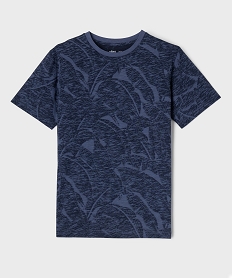GEMO Tee-shirt manches courtes à motif feuillage garçon Bleu