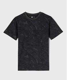 GEMO Tee-shirt manches courtes à motif feuillage garçon noir standard