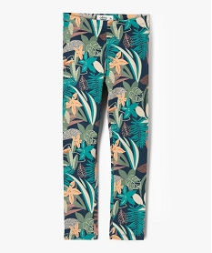 GEMO Legging long à motif fleuri avec taille élastiquée fille Vert