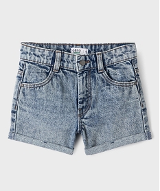 GEMO Short en jean à revers taille ajustable fille Gris