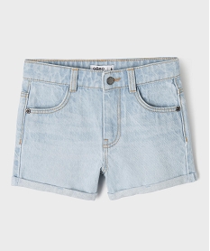 GEMO Short en jean à revers taille ajustable fille blanc chine