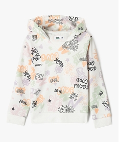 GEMO Sweat à capuche avec encolure large fille blanc chine