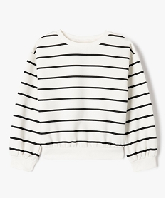 GEMO Sweat à col rond avec intérieur molletonné fille blanc chine