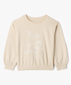GEMO Sweat avec inscription brodée et motifs fleuris fille beige standard