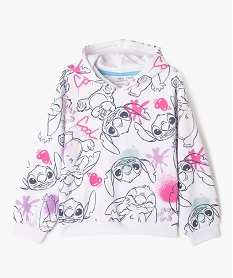 GEMO Sweat à capuche motif Stitch façon graffiti fille - Disney Blanc