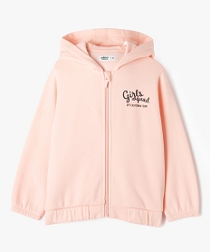 GEMO Sweat à capuche zippé intérieur molletonné fille rose standard