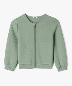 GEMO Sweat zippé en maille fantaisie fille Vert