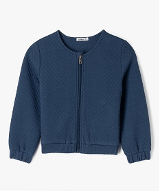 GEMO Sweat zippé en maille fantaisie fille Bleu