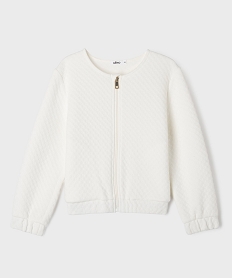 GEMO Sweat zippé en maille fantaisie fille blanc chine