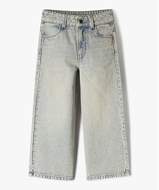 GEMO Jean wide leg en denim délavé fille bleu vif