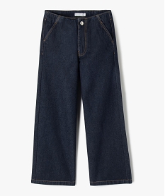 GEMO Jean wide leg à taille haute réglable fille - LuluCastagnette bleu standard