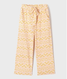 GEMO Pantalon large en toile fleurie légère à taille élastique fille - LuluCastagnette jaune standard