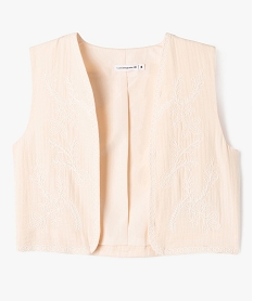 GEMO Gilet de costume en gaze de coton brodé fille - LuluCastagnette blanc chine