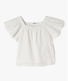 GEMO Blouse à manches courtes et col modulable en dentelle fille blanc standard