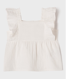 GEMO Blouse sans manches à volants coupe ample fille blanc chine
