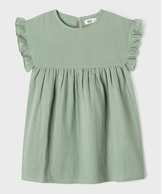 GEMO Robe en gaze de coton avec manches volantées fille vert standard