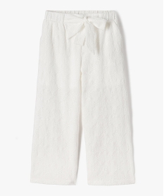 GEMO Pantalon large en dentelle extensible fille blanc standard