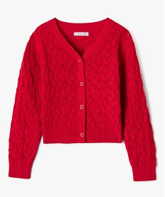 GEMO Gilet en maille fantaisie coupe courte fille - LuluCastagnette rouge standard