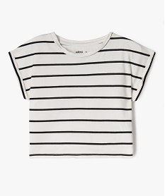GEMO Tee-shirt court à manches courtes avec motif fille imprime ecru
