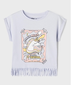 GEMO Tee-shirt manches courtes avec franges fille bleu standard