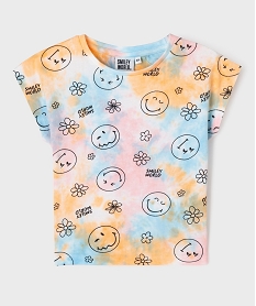 GEMO Tee-shirt manches courtes avec motifs Smiley fille - Smiley World Multicolore