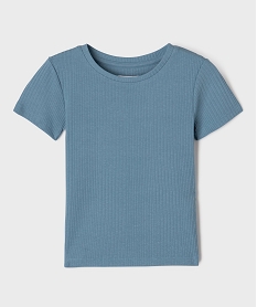 GEMO Tee-shirt manches courtes en maille côtelée fille bleu standard