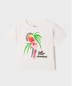 GEMO Tee-shirt manches courtes oversize avec motif fluo fille Blanc