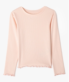 GEMO Tee-shirt manches longues en maille côtelée fille rose standard