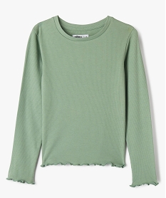 GEMO Tee-shirt manches longues en maille côtelée fille vert standard