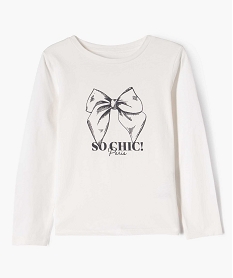 GEMO Tee-shirt manches longues avec motif girly fille blanc chine