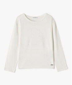 GEMO Tee-shirt manches longues avec motif ourson fille - LuluCastagnette blanc chine