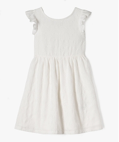 GEMO Robe brodée avec volants aux épaules fille blanc standard