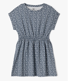 GEMO Robe à manches courtes imprimée en coton fille navy