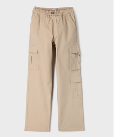 GEMO Pantalon coupe cargo straight avec taille élastique fille beige standard