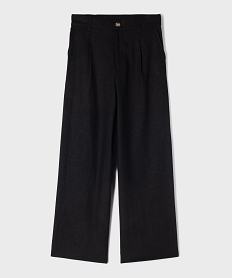 GEMO Pantalon large en lin et viscose fille noir standard