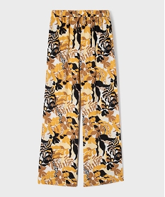 GEMO Pantalon large en viscose avec taille élastique fille Imprimé