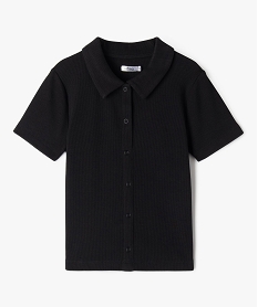 GEMO Polo à manches courtes en maille côtelée fille noir standard