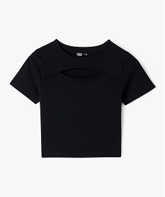 GEMO Tee-shirt à manches courtes avec ouverture sur le buste fille noir standard