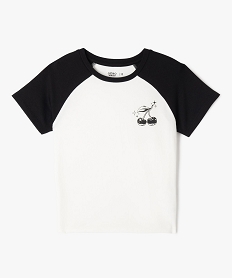 GEMO Tee-shirt manches courtes bicolore coupe courte fille noir standard