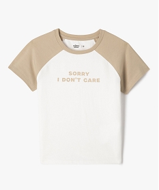 GEMO Tee-shirt manches courtes bicolore coupe courte fille beige standard