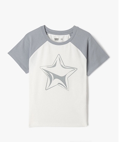 GEMO Tee-shirt manches courtes bicolore coupe courte fille gris standard