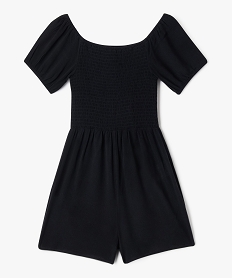 GEMO Combishort en viscose avec buste smocké fille noir standard