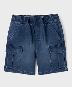 GEMO Bermuda parachute en jean stretch avec taille ajustable garçon Gris