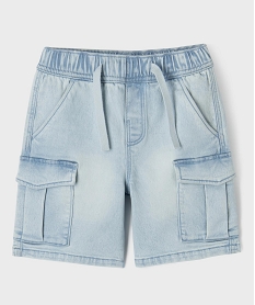 GEMO Bermuda parachute en jean stretch avec taille ajustable garçon Bleu