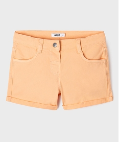 GEMO Short en coton stretch avec revers fille orange standard