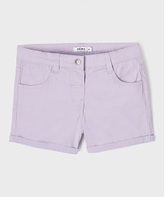 GEMO Short en coton stretch avec revers fille Violet