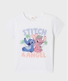 GEMO Tee-shirt manches courtes avec motif Stitch fille - Disney Blanc