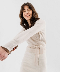 GEMO Gilet cache-cœur en laine femme beige standard