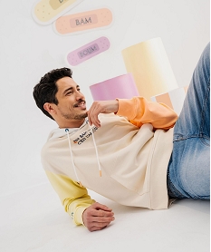 GEMO Sweat à capuche multicolores avec message amour mixte - Gémo X Maëva beige standard